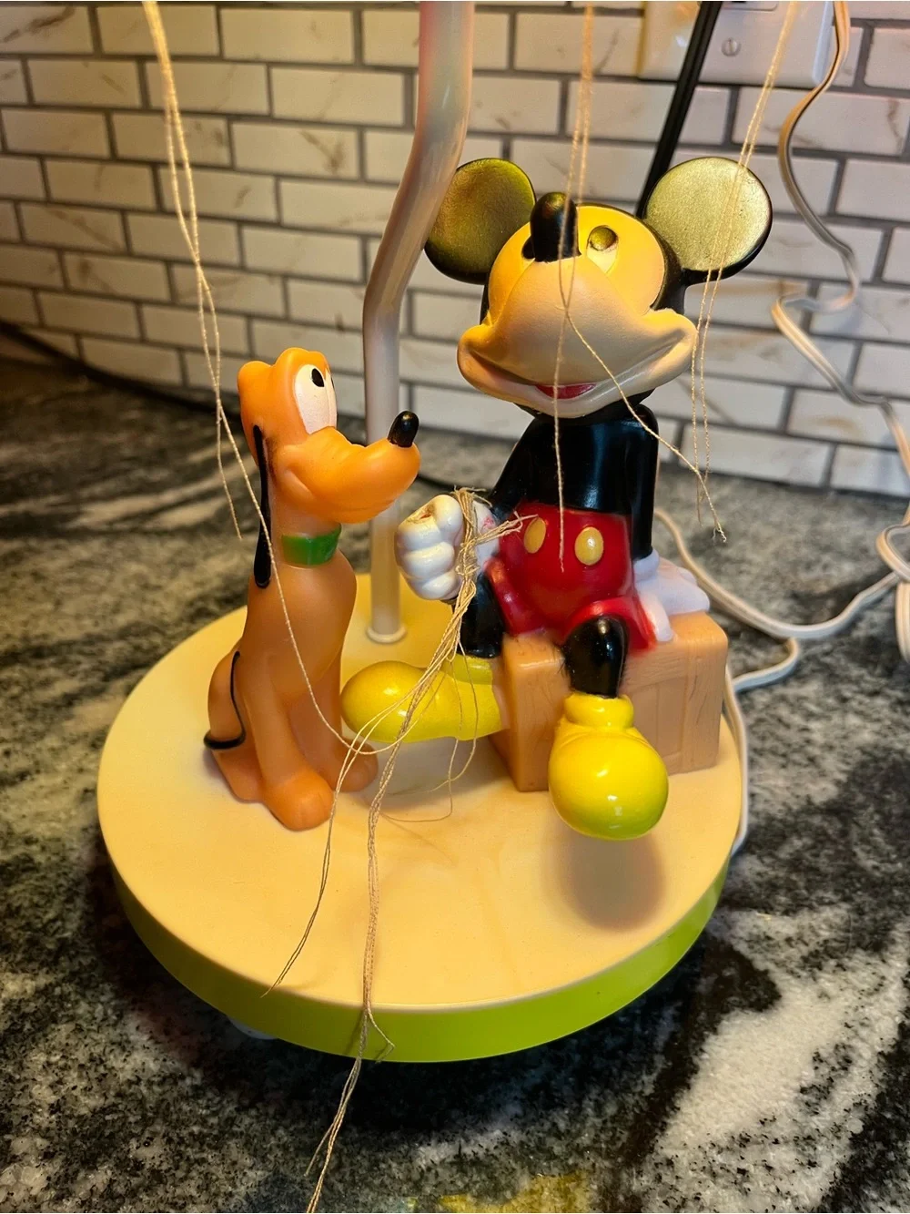 Vtg Mickey Mouse & Pluto Balloon Children's Lamp Light Nightlight